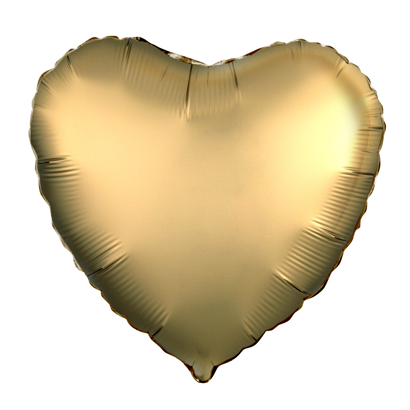 Фольгированное Сердце, Золото, Сатин (46 см)